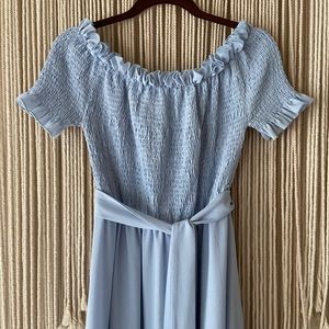 Light or Dusty blue maxi dress.